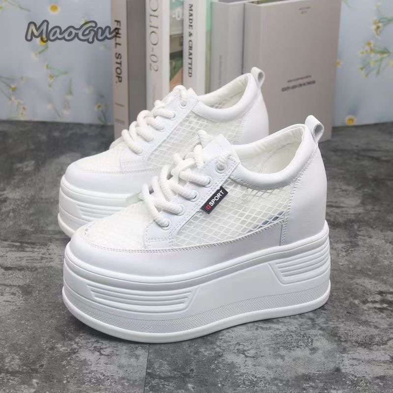 Wedge Heeled Sneaker - Tenis De Mujer Sepatu Platform Jaring