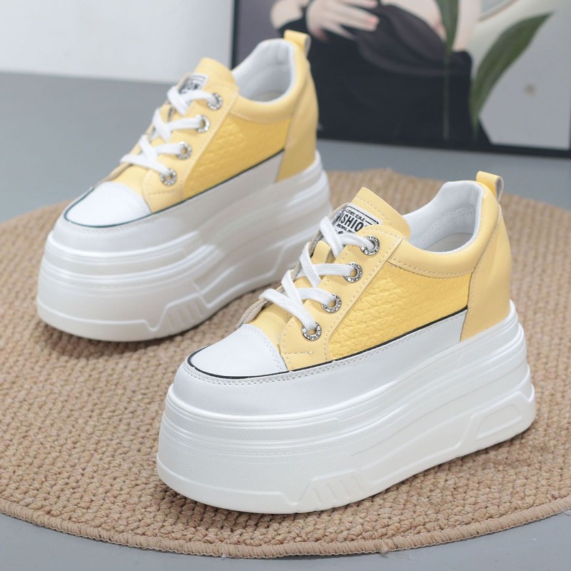Wedge Heeled Sneaker - Sepatu Sneakers Platform Wedge Kulit Asli