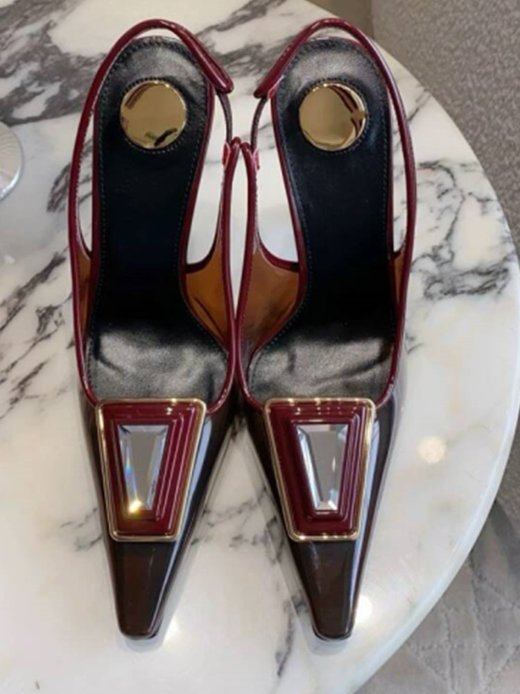 Metallic Heel Sandal - Sepatu Slingback Wanita Transparan PVC dengan