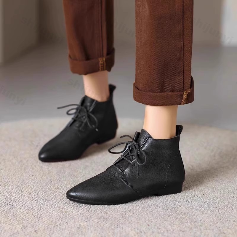Women'S Shoes Trending 2025 - Sepatu Boots Pendek Wanita 2025 Kulit