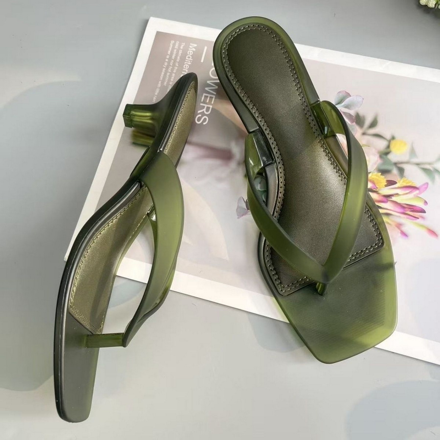 Thong Flat Sandal - Sandal Thong PVC Hijau Zaitun Korea