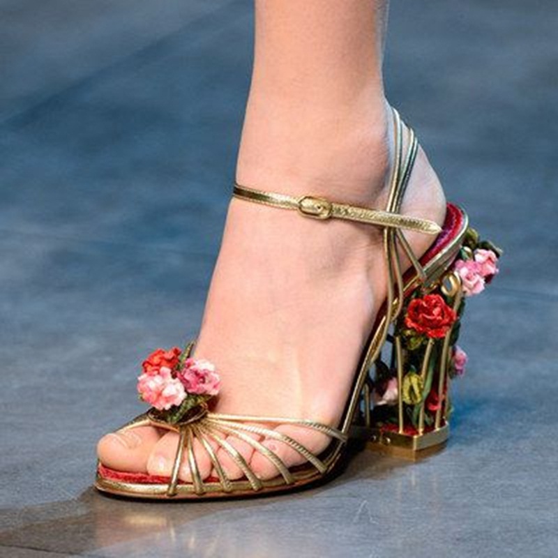 Metallic Heel Sandal - Sandal Wanita Sangkar Burung Mewah Sandal