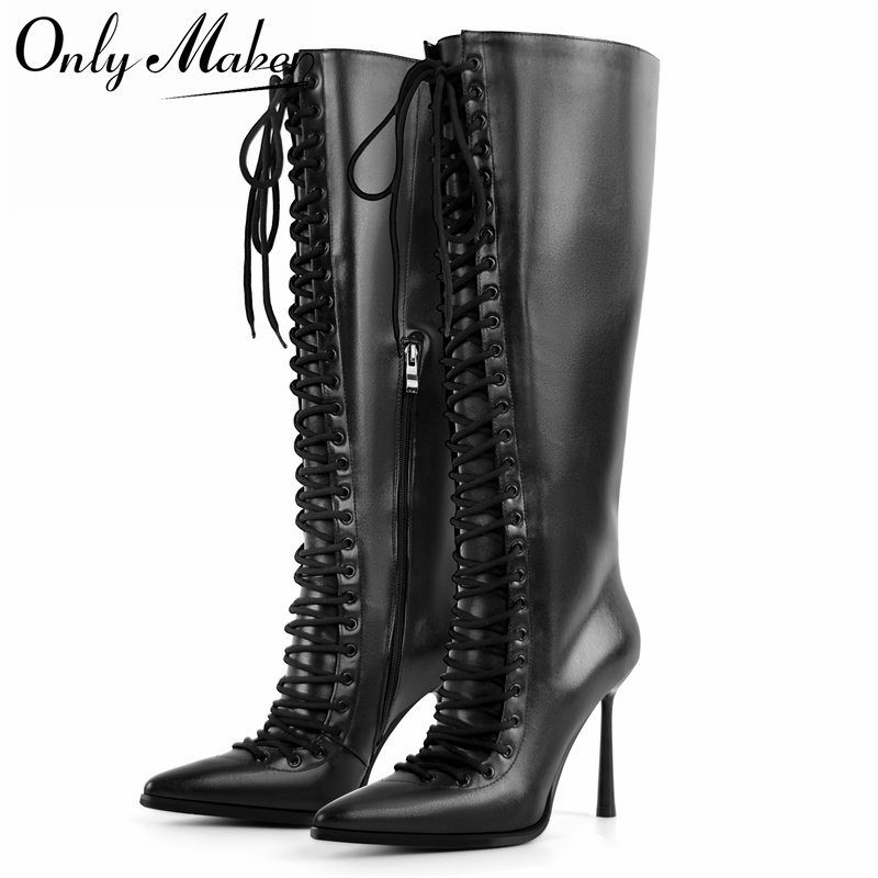 Knee High Boots Women - Onlymaker Sepatu Bot Setinggi Lutut Kulit