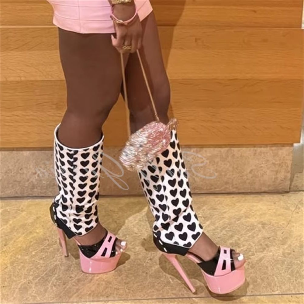 Knee High Boots Women - Sepatu Boot Setinggi Lutut Dekorasi Hati