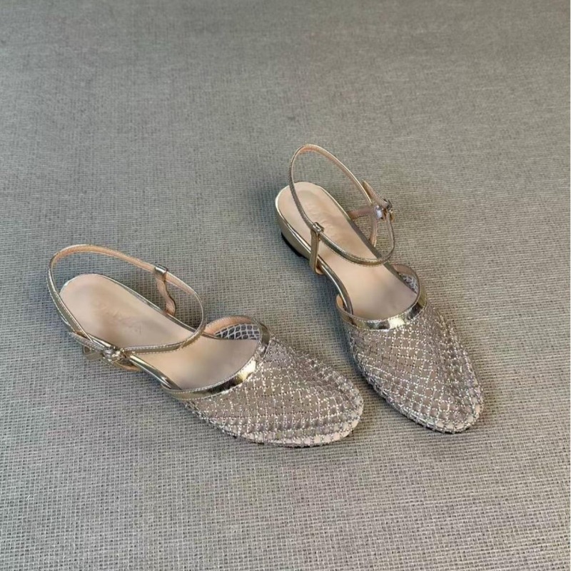 Wedge Heeled Sneaker - Sandal Wanita Model Baotou Berhias Rhinestone