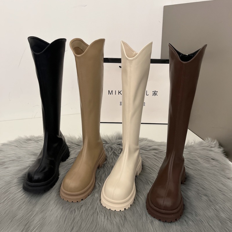 Sepatu Bot Retro Warna Polos W - Knee High Boots Women ulasan dan harga