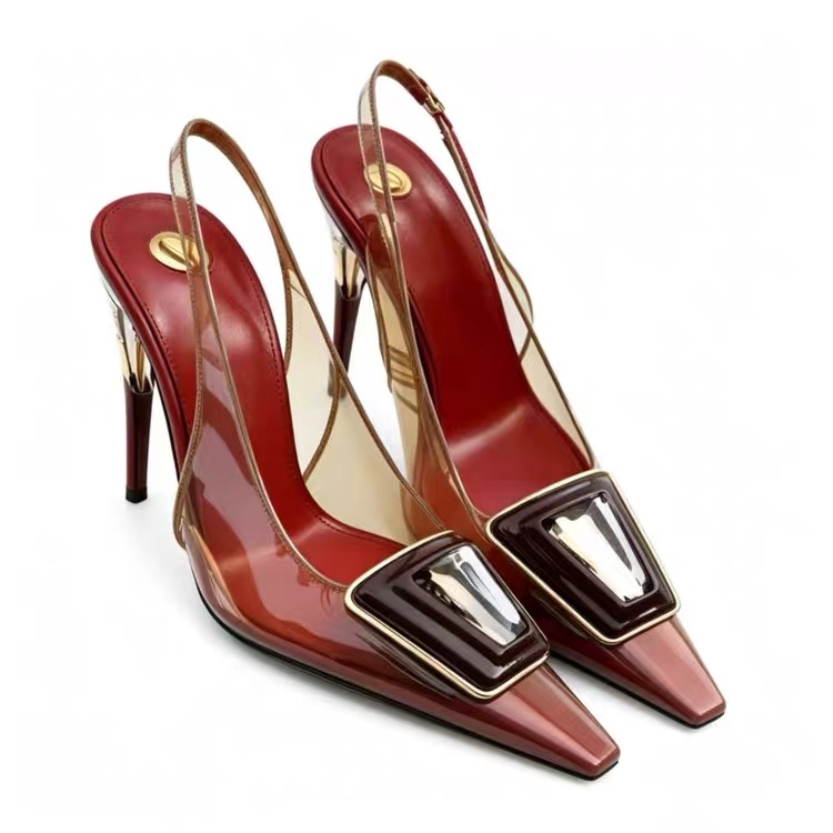 Sepatu Slingback Wanita Transp - Metallic Heel Sandal ulasan dan harga