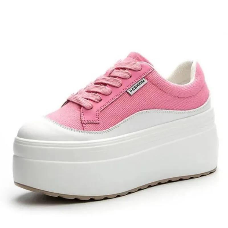 8cm baru kanvas kulit asli wan - Wedge Heeled Sneaker ulasan dan harga