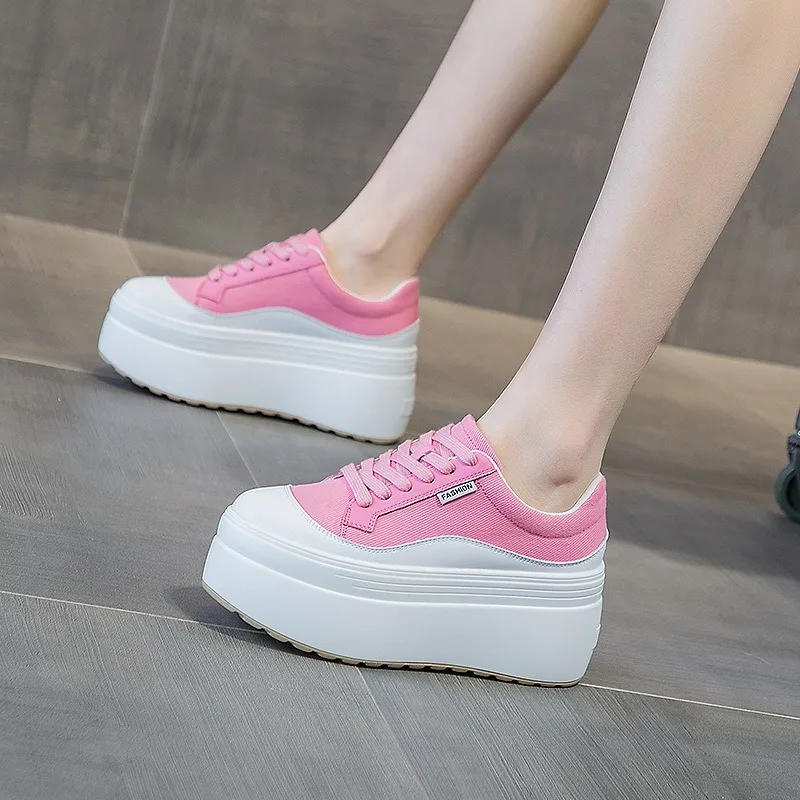 8cm baru kanvas kulit asli wan - Wedge Heeled Sneaker ulasan dan harga