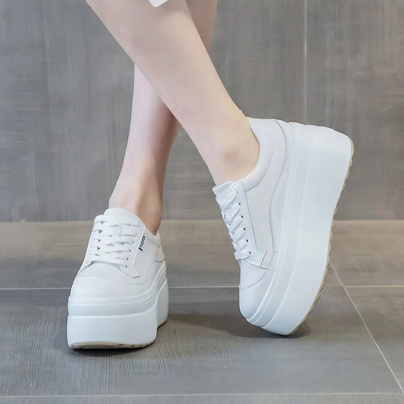8cm baru kanvas kulit asli wan - Wedge Heeled Sneaker ulasan dan harga