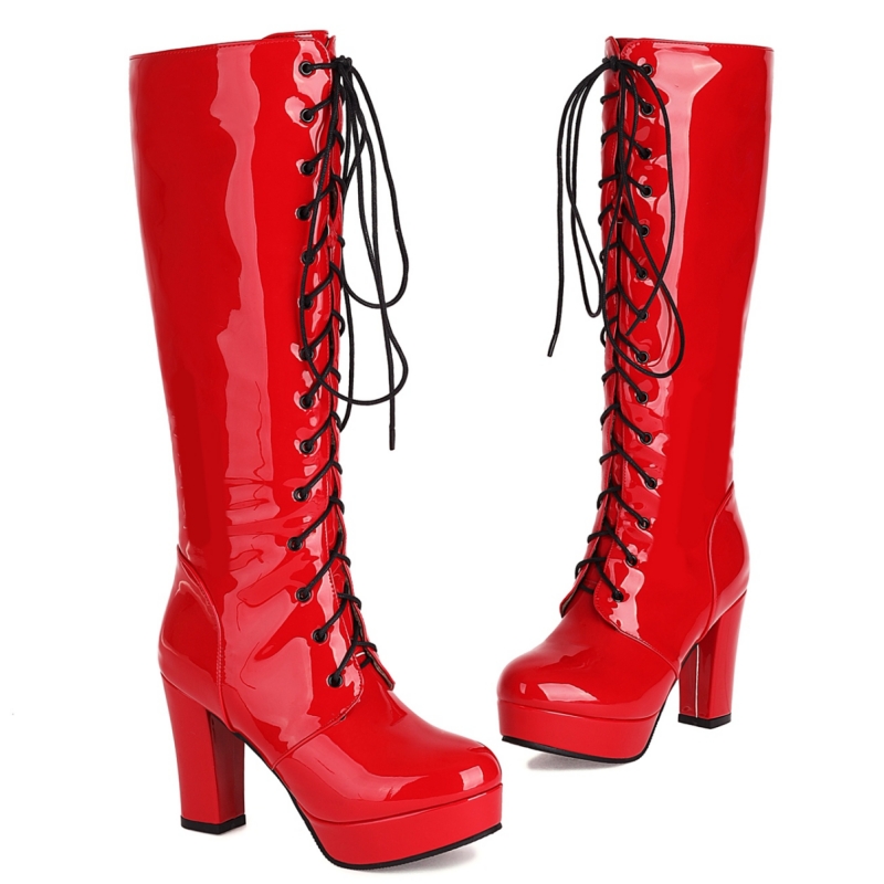 Platform hak tinggi lutut sepa - Zip Up Boots Short ulasan dan harga