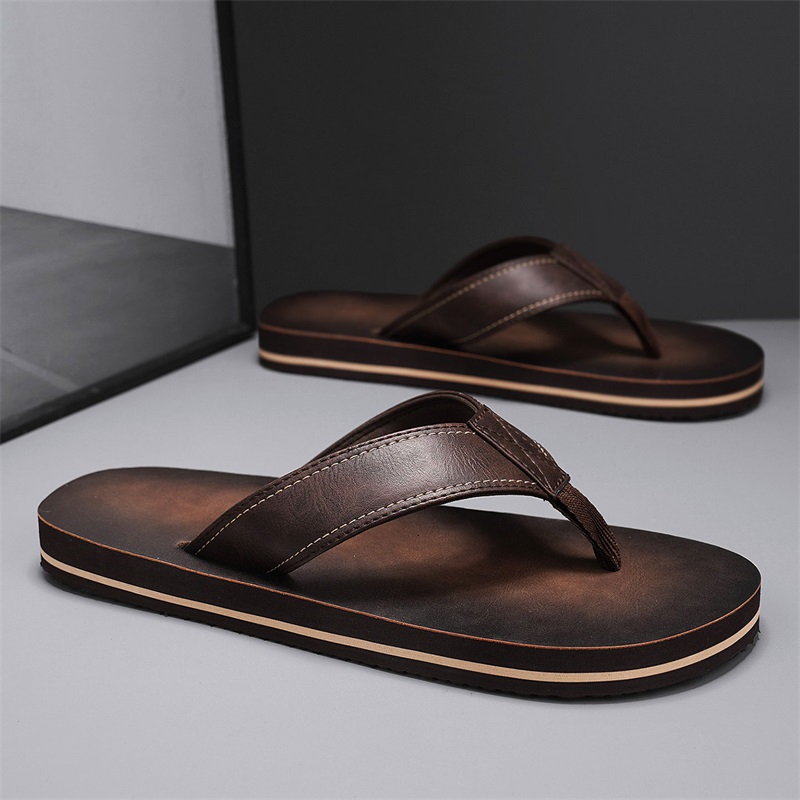 Sandal Jepit Kulit Imitasi Vin - Thong Flat Sandal ulasan dan harga