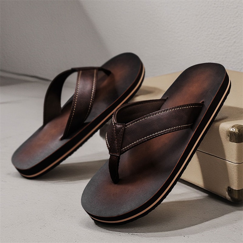 Sandal Jepit Kulit Imitasi Vin - Thong Flat Sandal ulasan dan harga