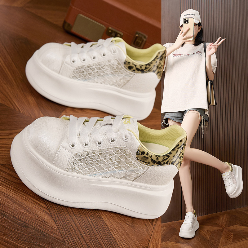 Sepatu Putih Bersol Tebal untu - Mesh Sneaker Women ulasan dan harga